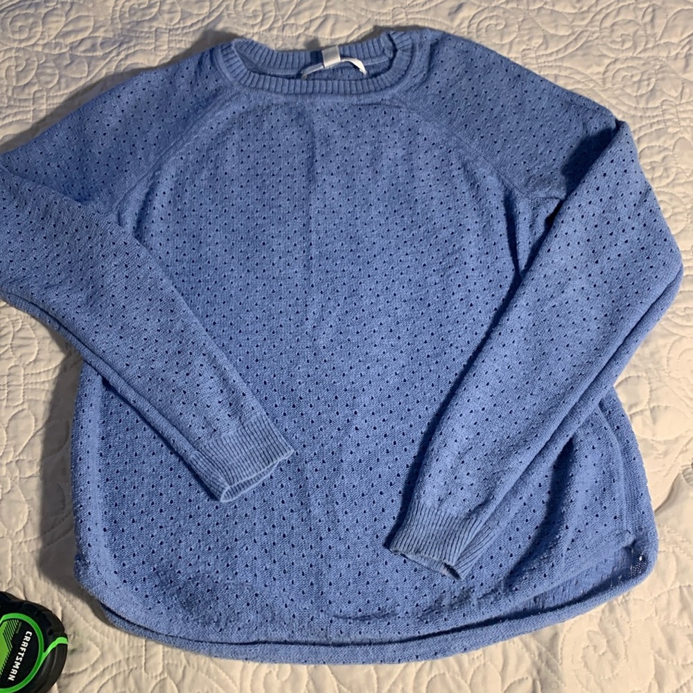 Lauren Conrad Cornflower Blue Open Knit Crew Neck Sweater Size S